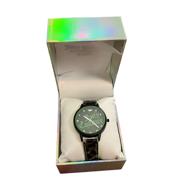 3/$30 🍂Juicy Couture the Black Label Green Leopard Print Watch - Picture 1 of 6